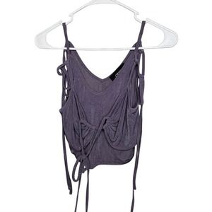 Cider Purple Tie Strap Tank Top Sleeveless V Neck Crop Top Casual‎